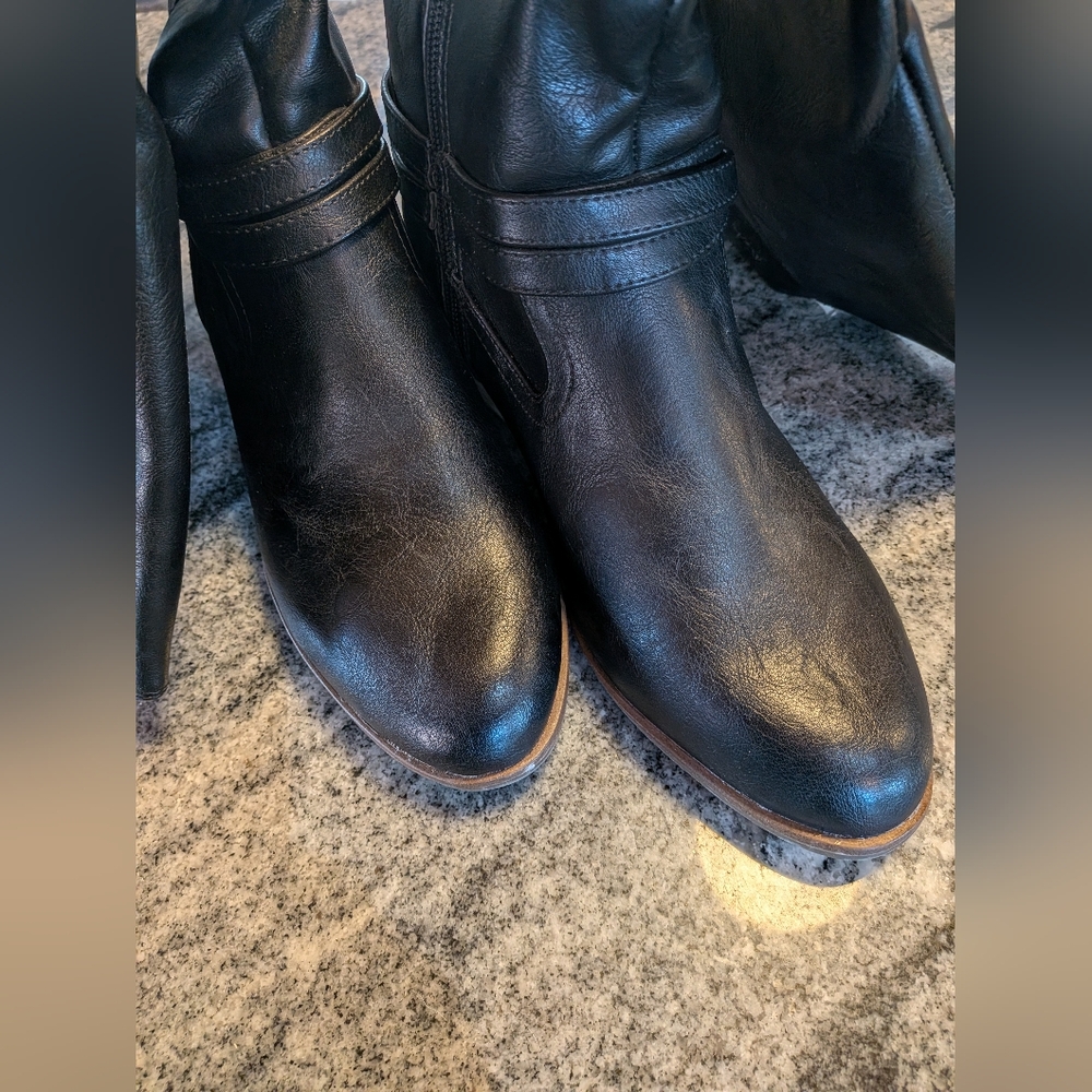 Dr Scholl's Black Boots Knee High Like New Manmade Material Size 9.5 - Picture 5 of 13